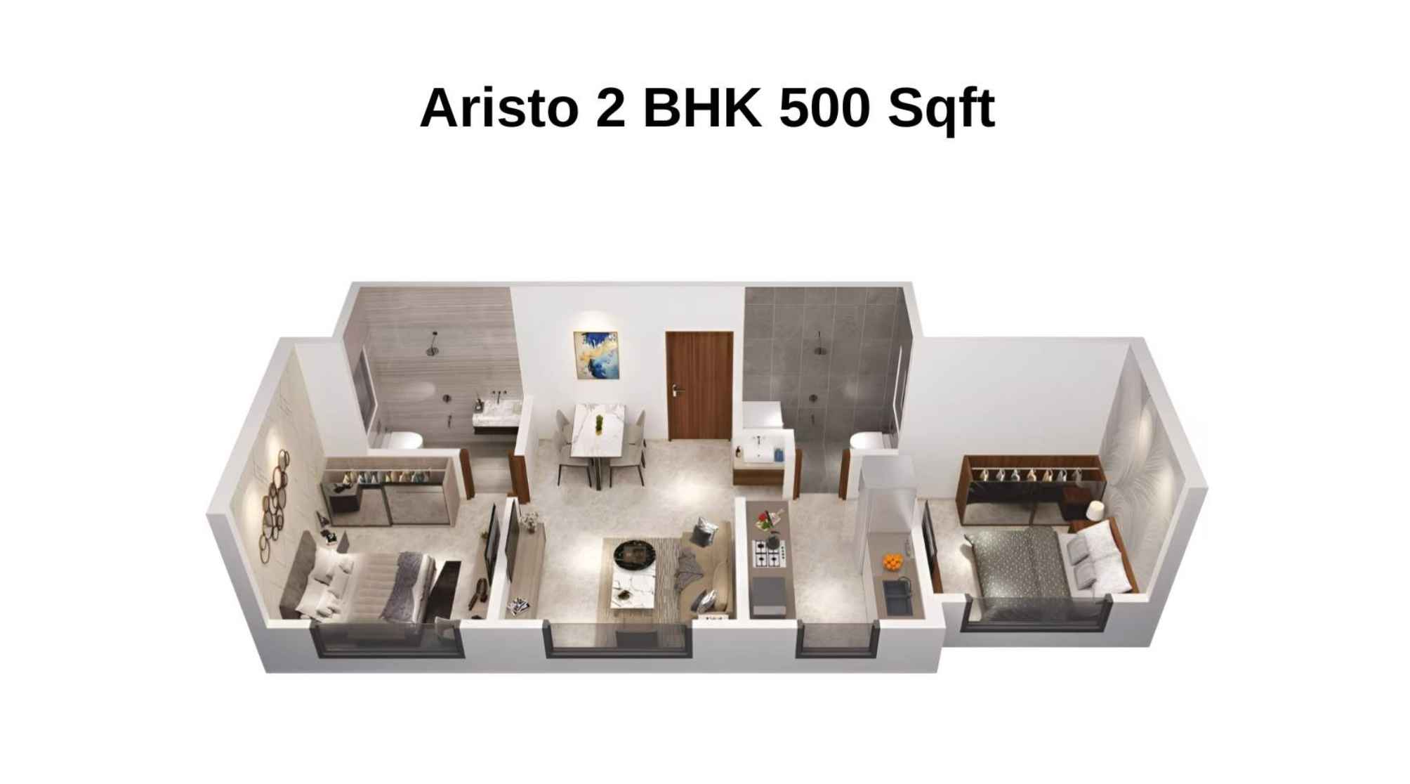 Venus-Skkycity-Floor-Plan-Aristo-2-BHK-500-Sqft
