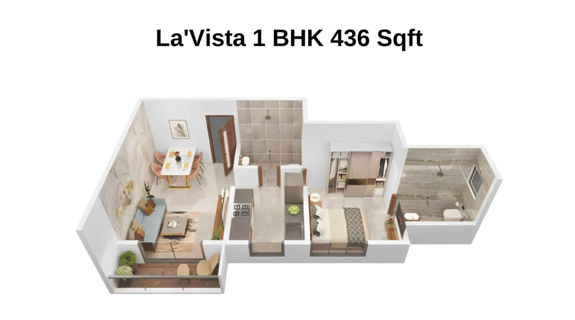 Venus-Skkycity-Floor-Plan-La_Vista-1-BHK-436-Sqft